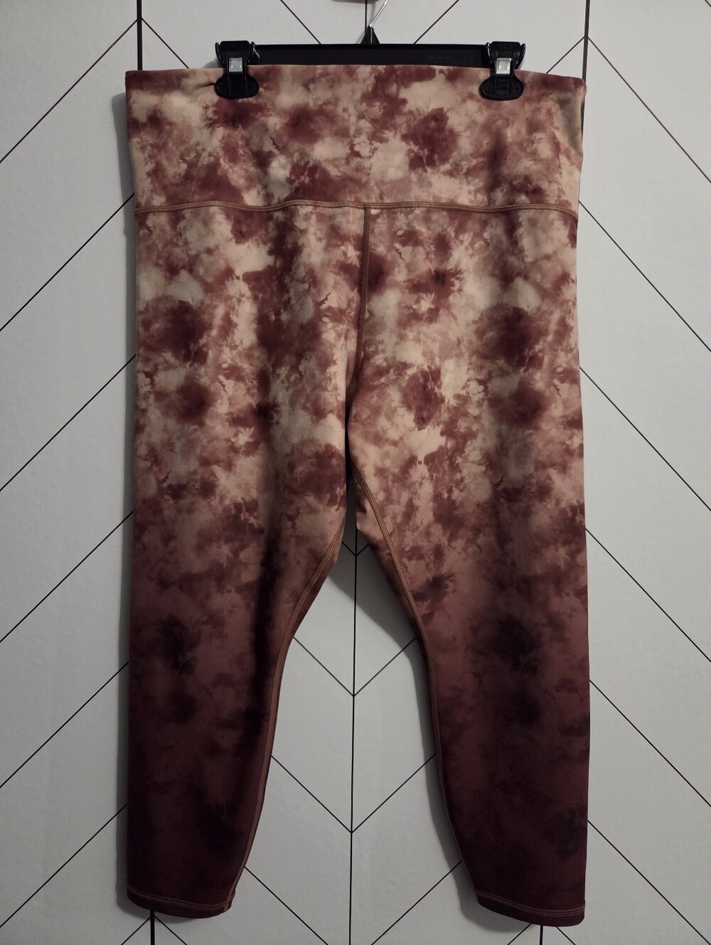 Athleta Elation Printed 7/8 Tight Leggings Pink Maroon Tie Dye Ombre, Plus 2X